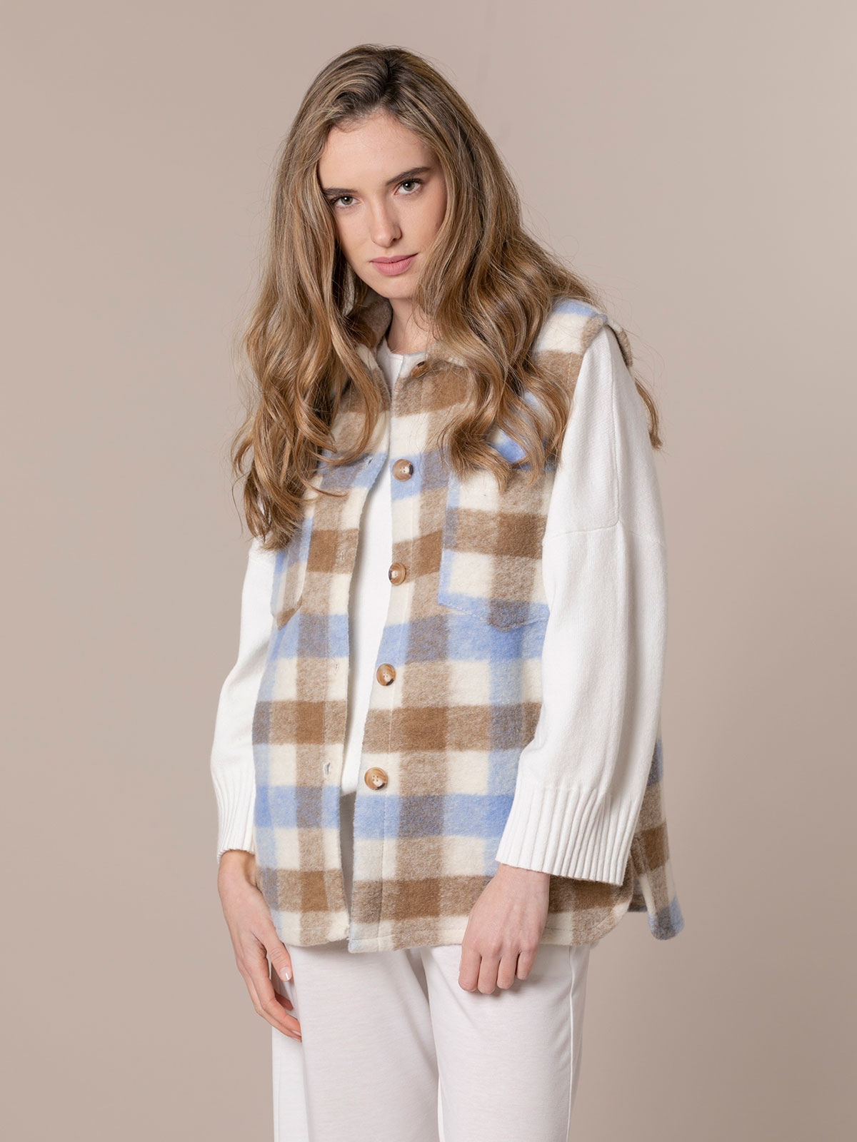 Comprar Chaleco mujer suave cuadro trendy Azul. 4x4 Woman moda mujer desde