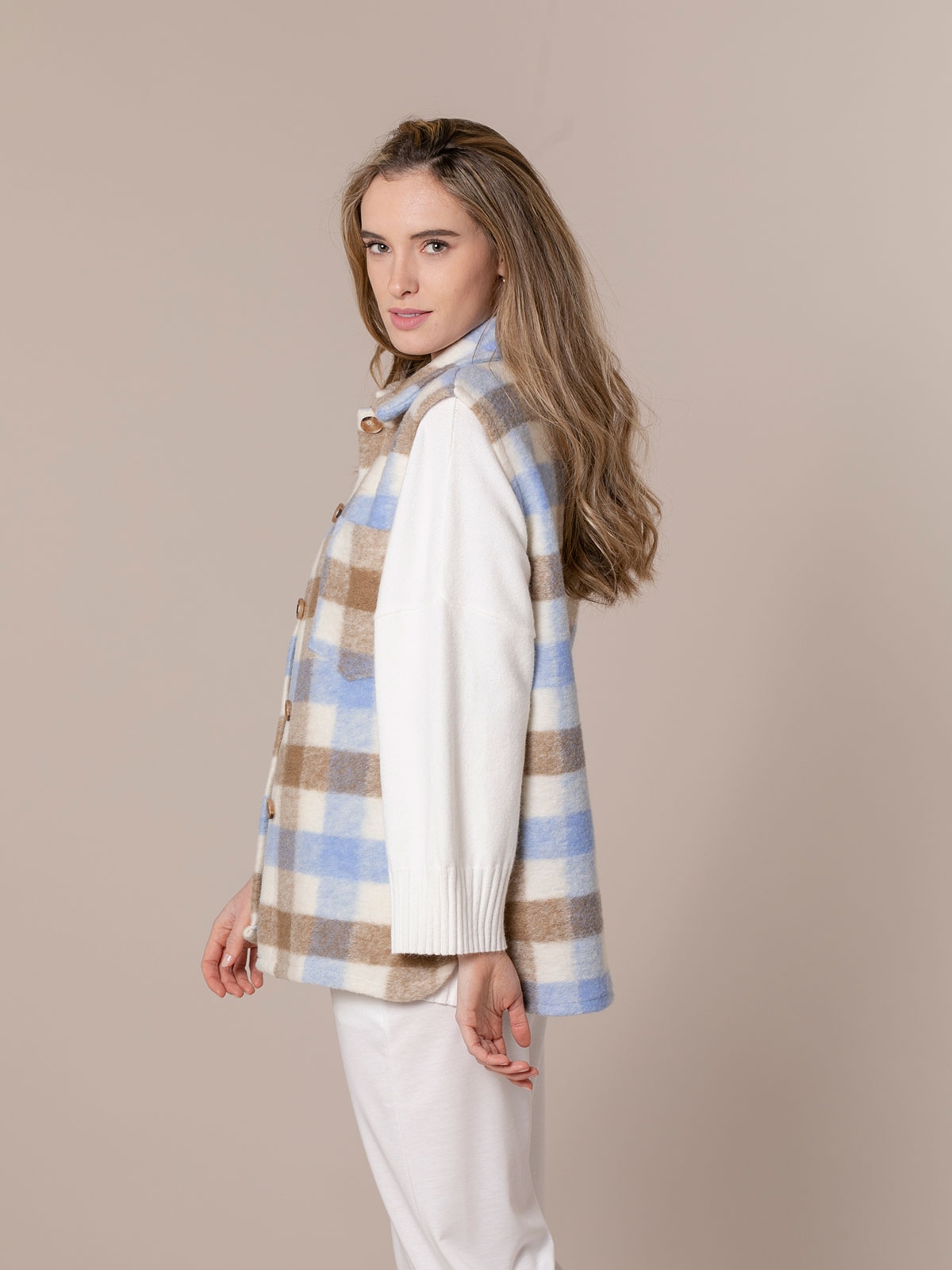 Comprar Chaleco mujer suave cuadro trendy Azul. 4x4 Woman moda mujer desde