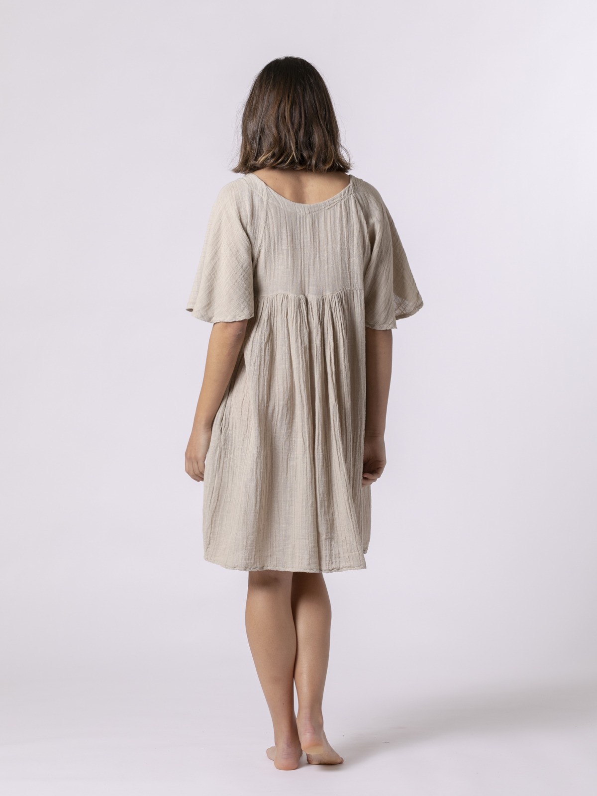 Buy Woman Short linen dress Beige 4x4woman. Fashion women
