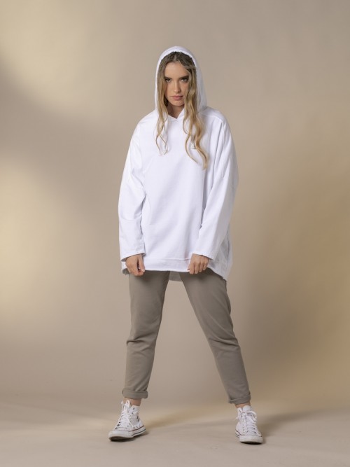 Woman Oversized hooded sweatshirt White