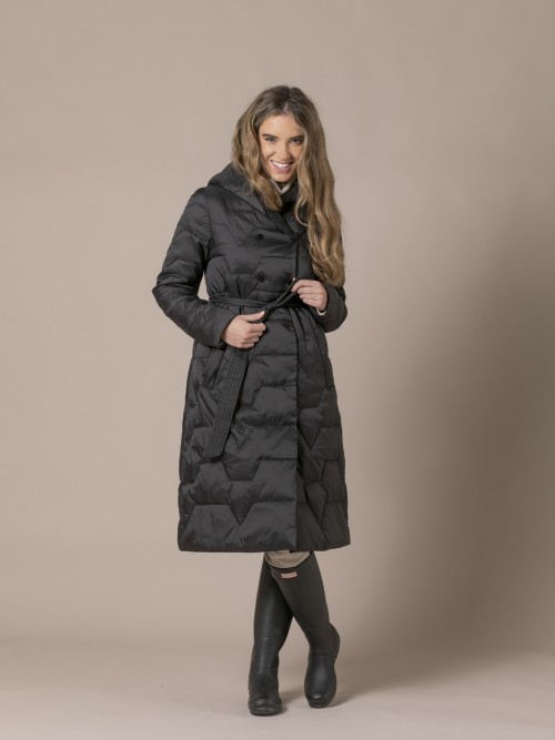 Woman Wrap-around coat with belt Black