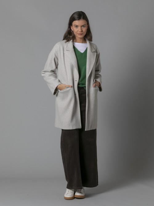 Woman Soft coat with stretch fabric Stone