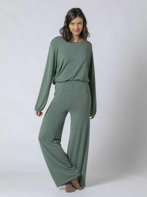 Woman High-waisted knit trousers Green