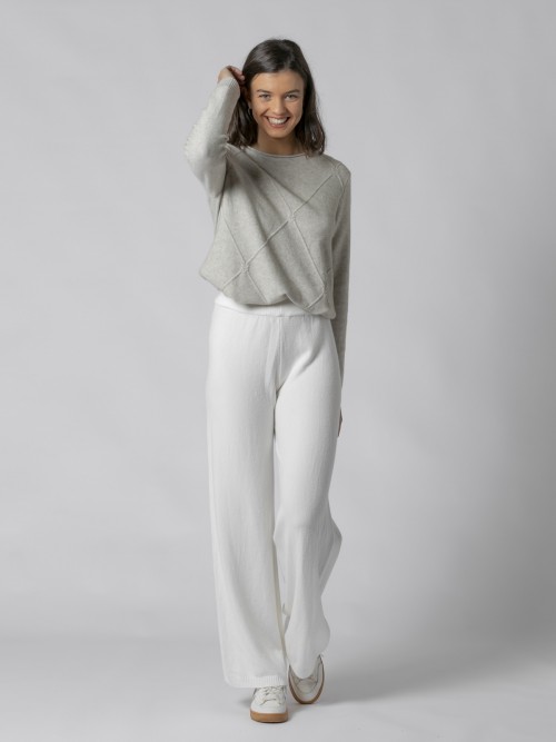 Woman Flared knit trousers White