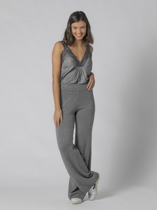 Woman Flared knit trousers Grey