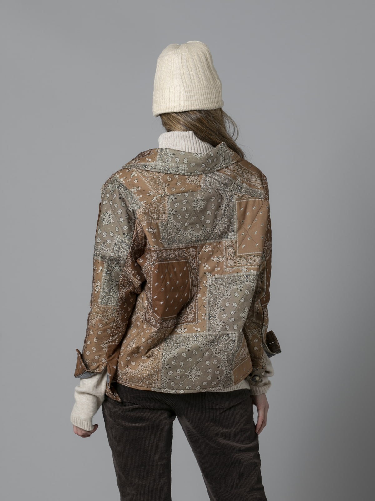 Woman Etro print padded coat Camel