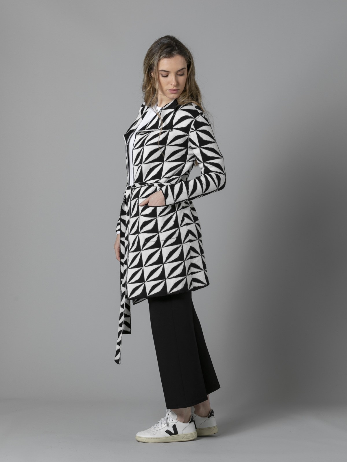Woman Zebra knit jacket White