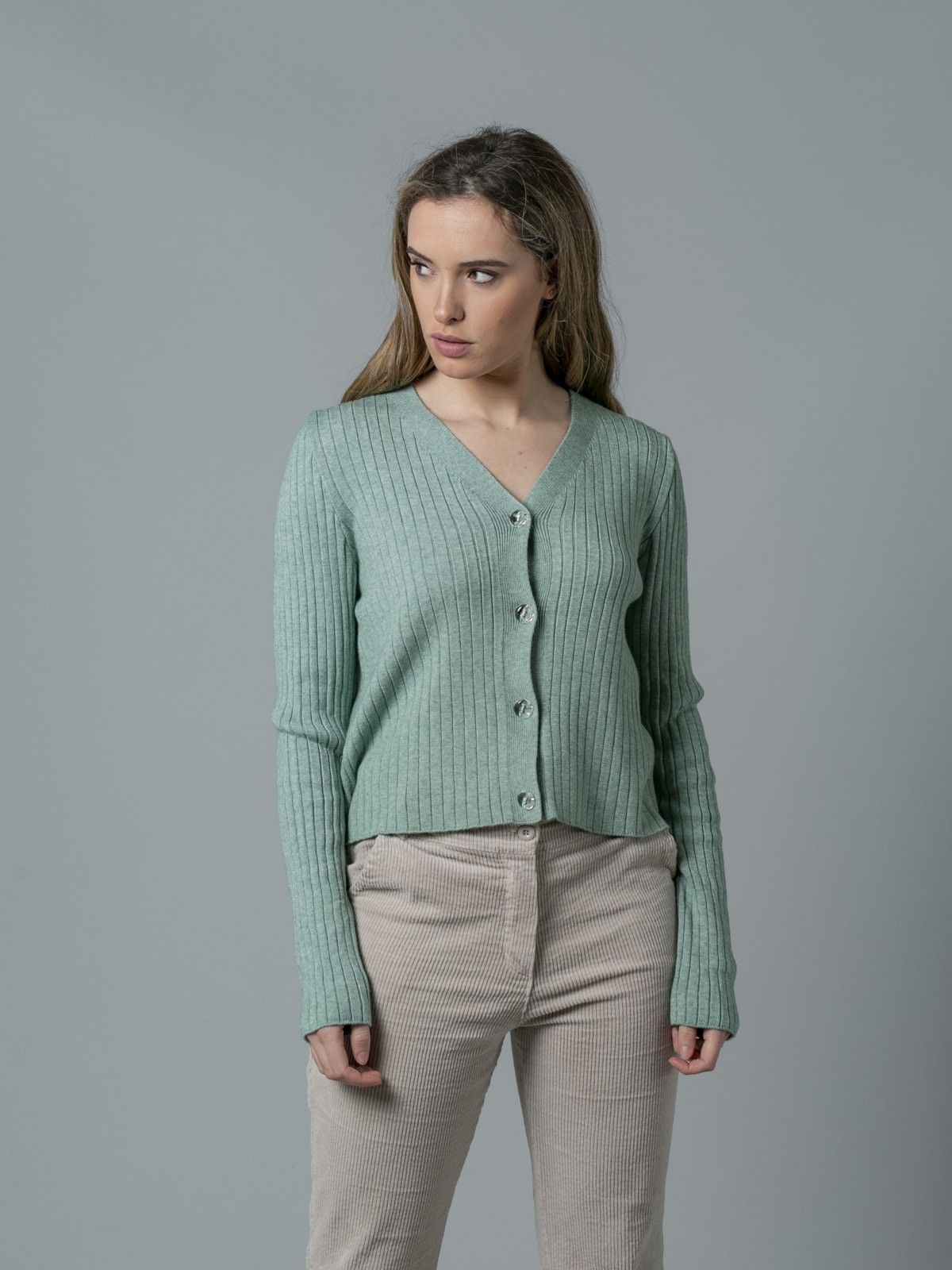 Woman Special soft knit jacket Green