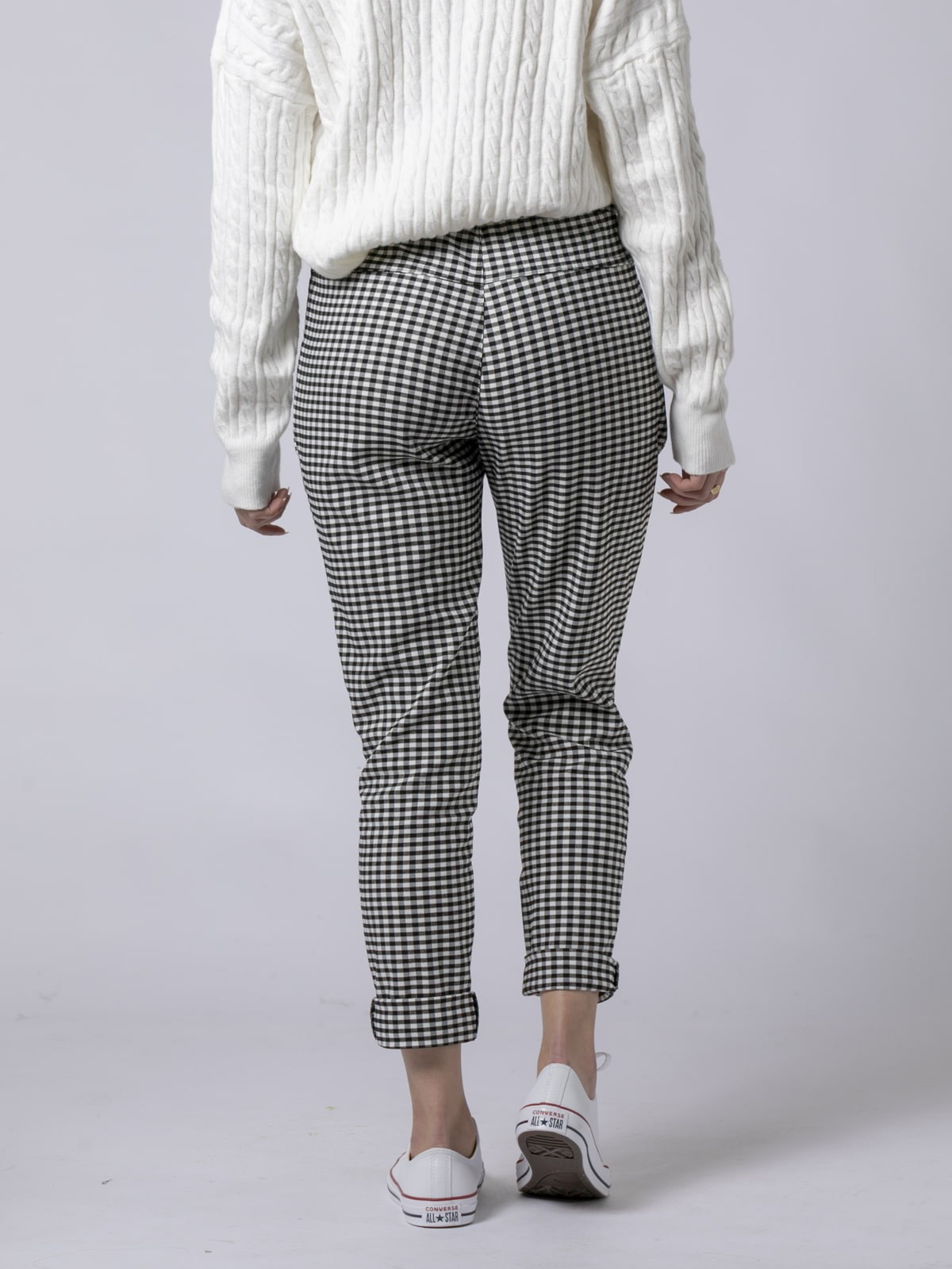 Pantalón sport cuadro vichy Negro