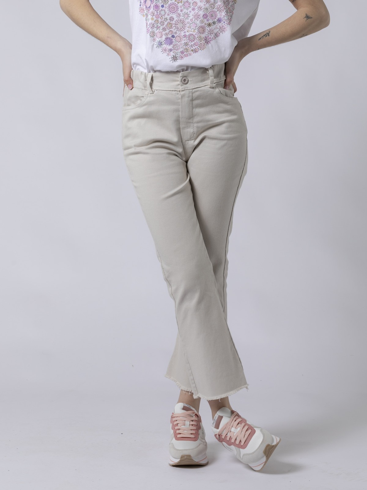 bootcut cotton trousers with ankle 