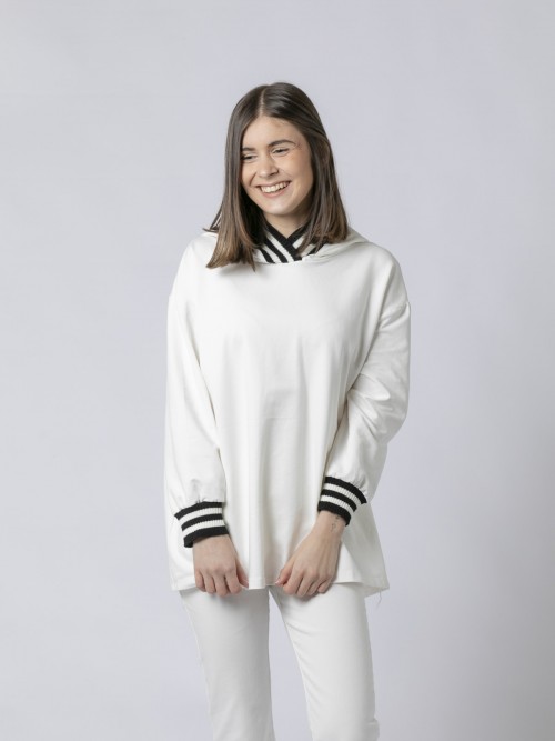 Sudadera algodón con capucha Blanco