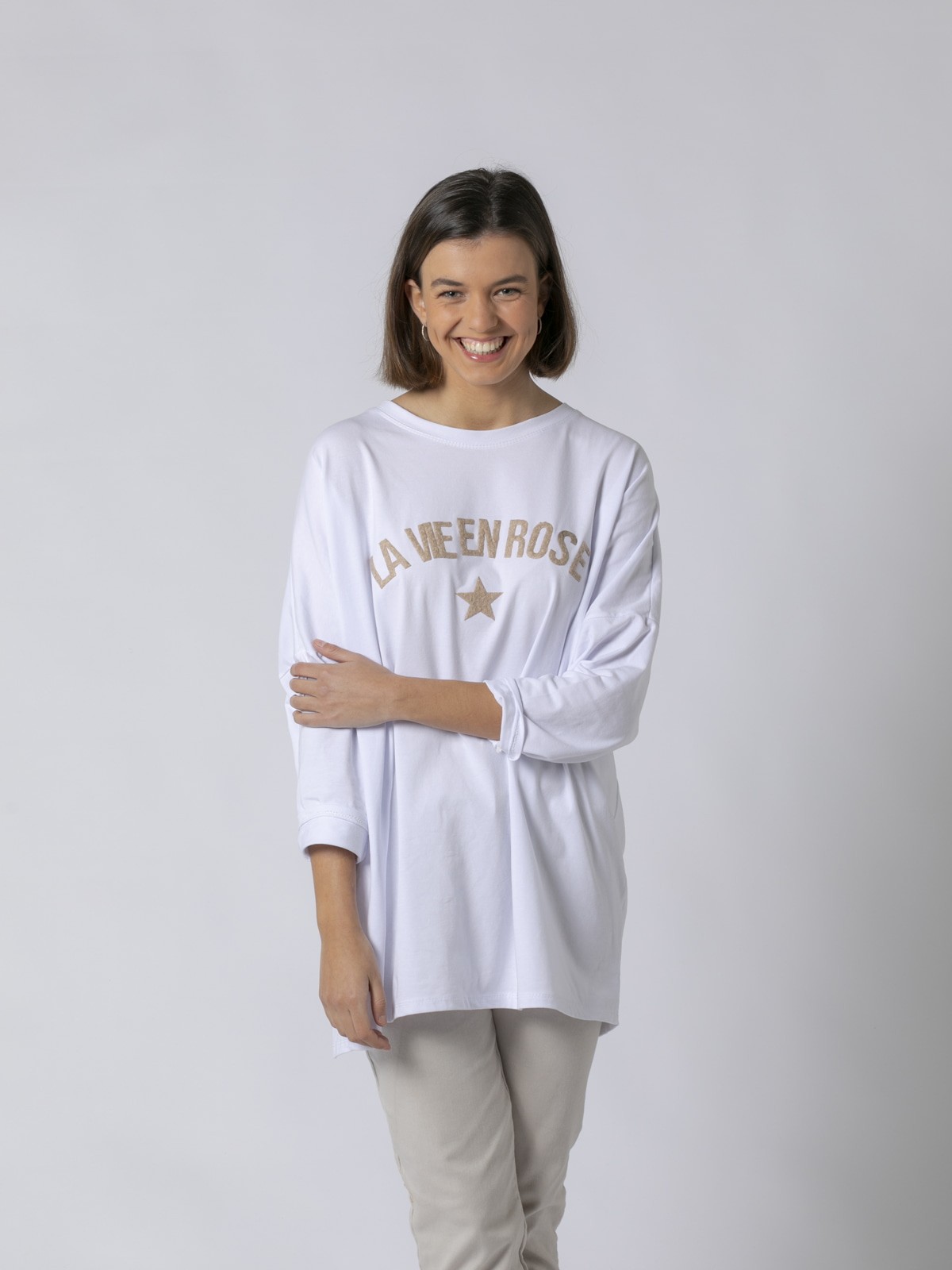 Camiseta oversize La vie en Rose Blanco