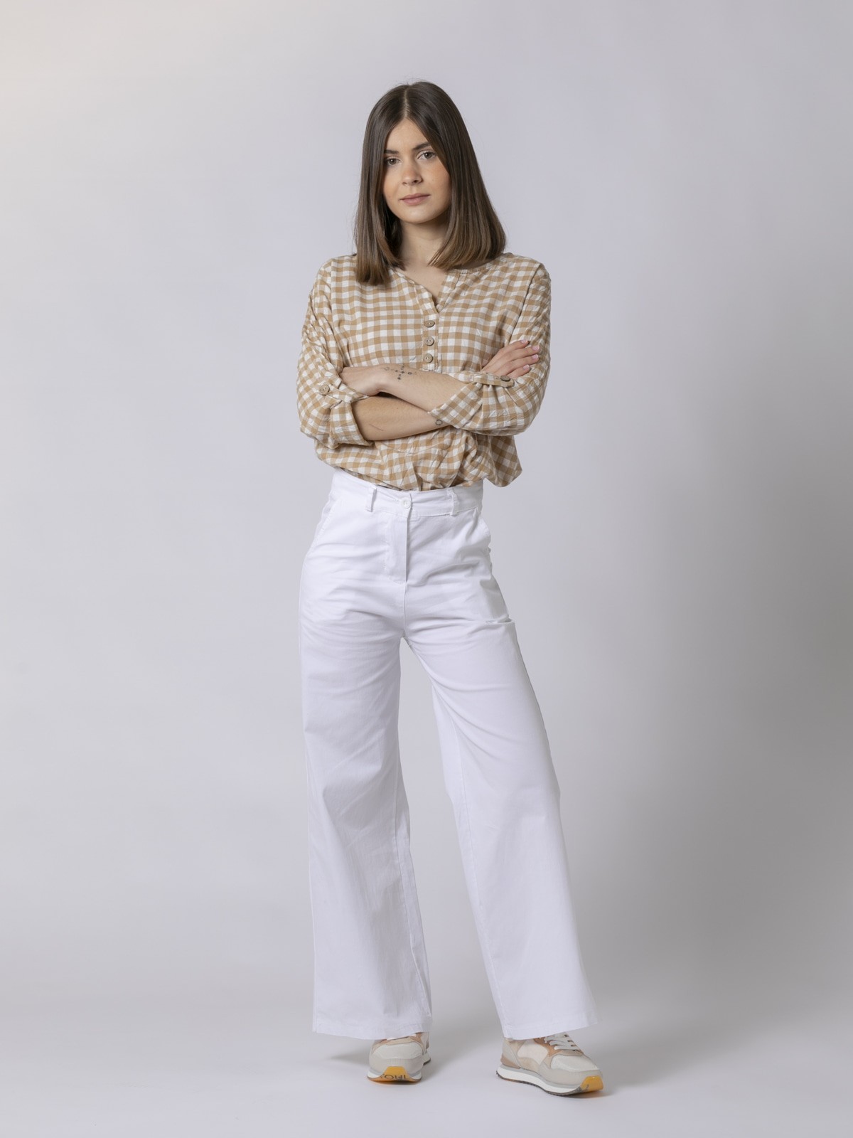 Pantalón culotte bolsillos Blanco