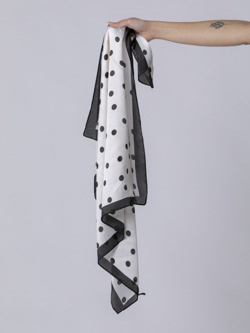 Woman Polka dot scarf 70 x 70 Black