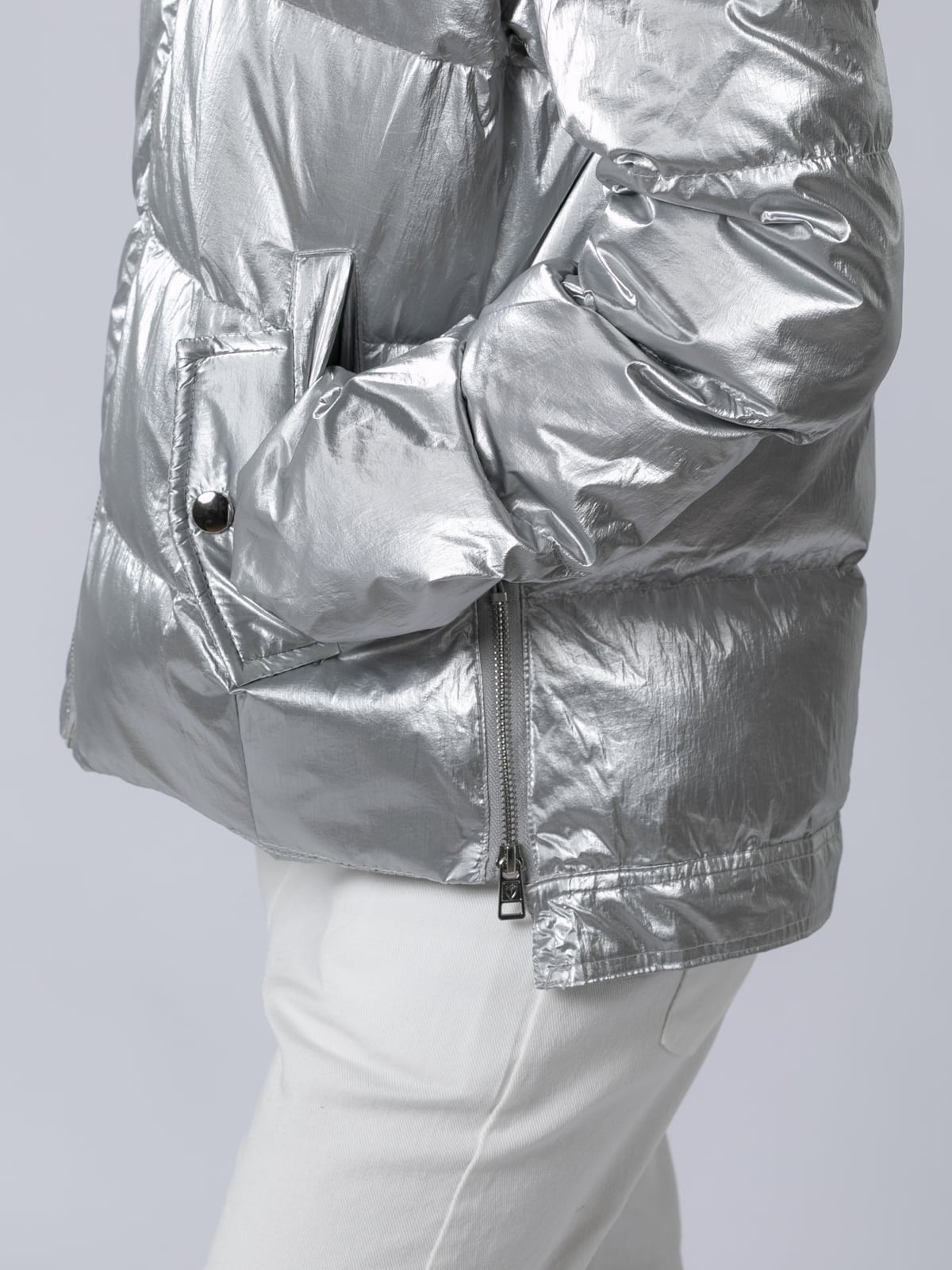 Woman Comfort metallic fabric down jacket Plata