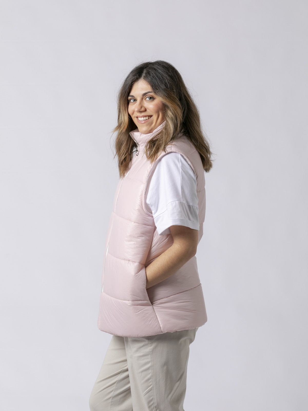 Woman Fresh look quilted gilet Pink