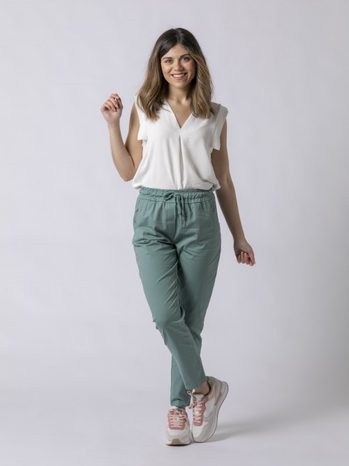 Woman Sport-style cotton trousers Green