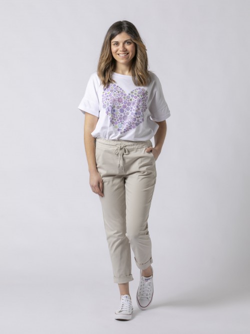 Woman Sport-style cotton trousers Taupe