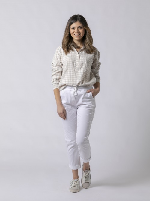 Woman Sport-style cotton trousers White