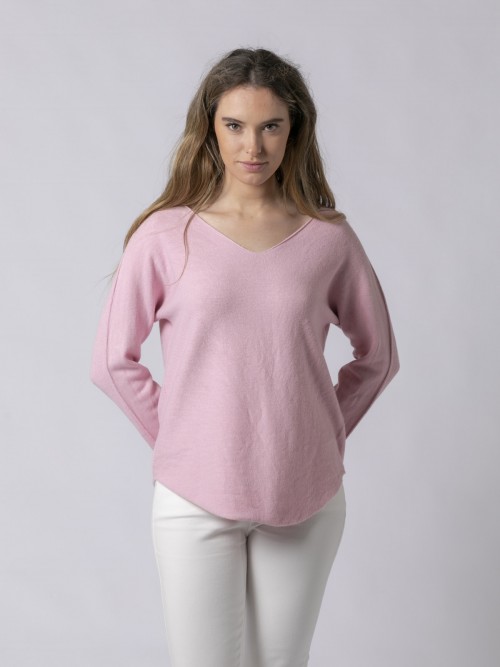 Woman Soft V-neck sweater Pink