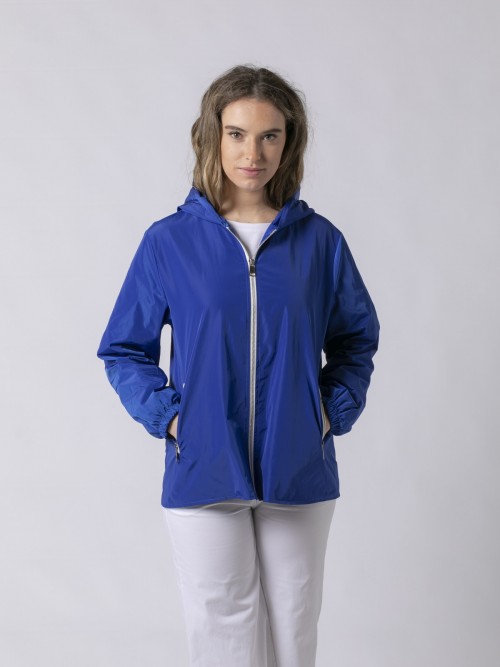 Woman White fresh look comfort parka with piping Blue