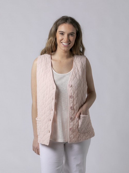 Woman Fresh linen-cotton padded vest Pink