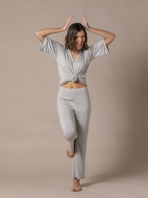 Woman Comfy vegetable viscose trousers Grey