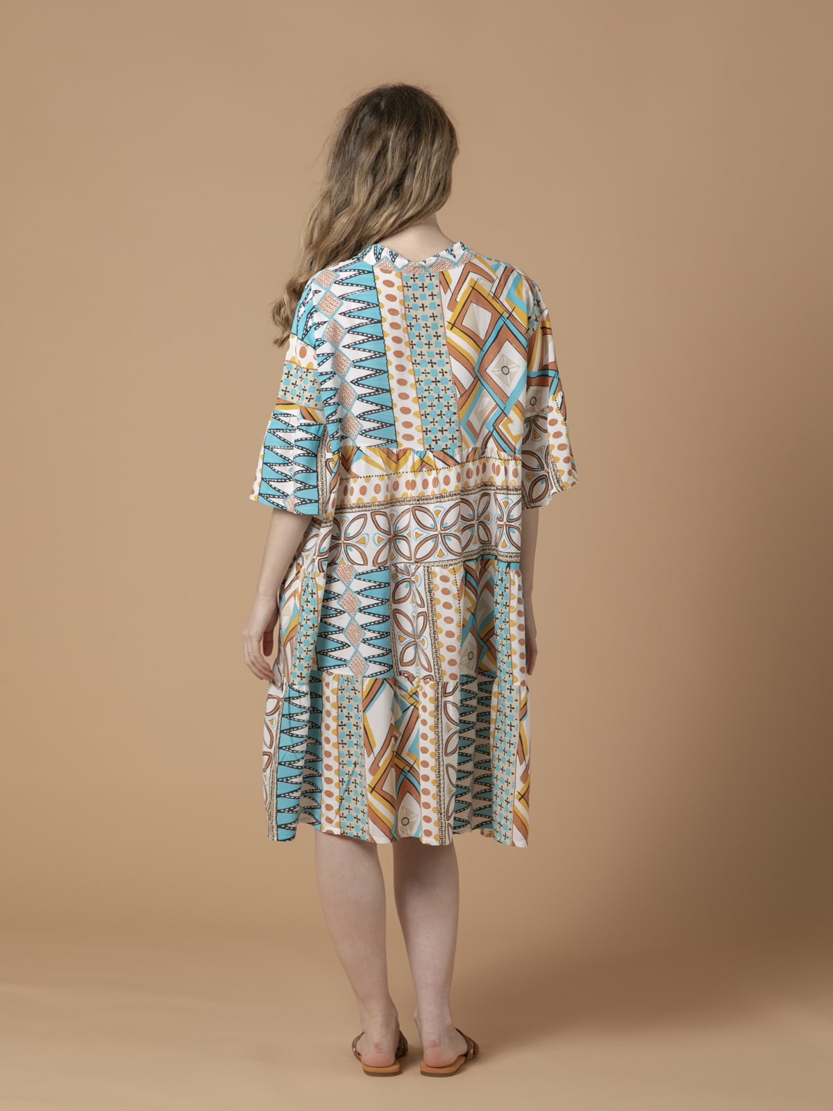 Woman Ethnic print dress Turquoise