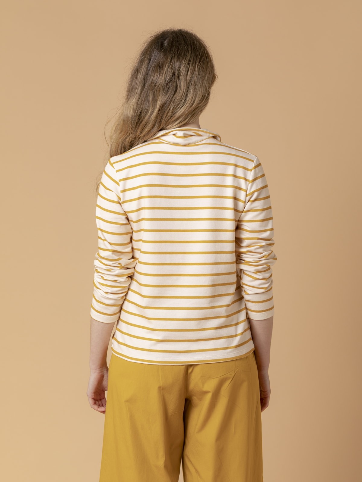 Woman Striped plush polo shirt Amarillo