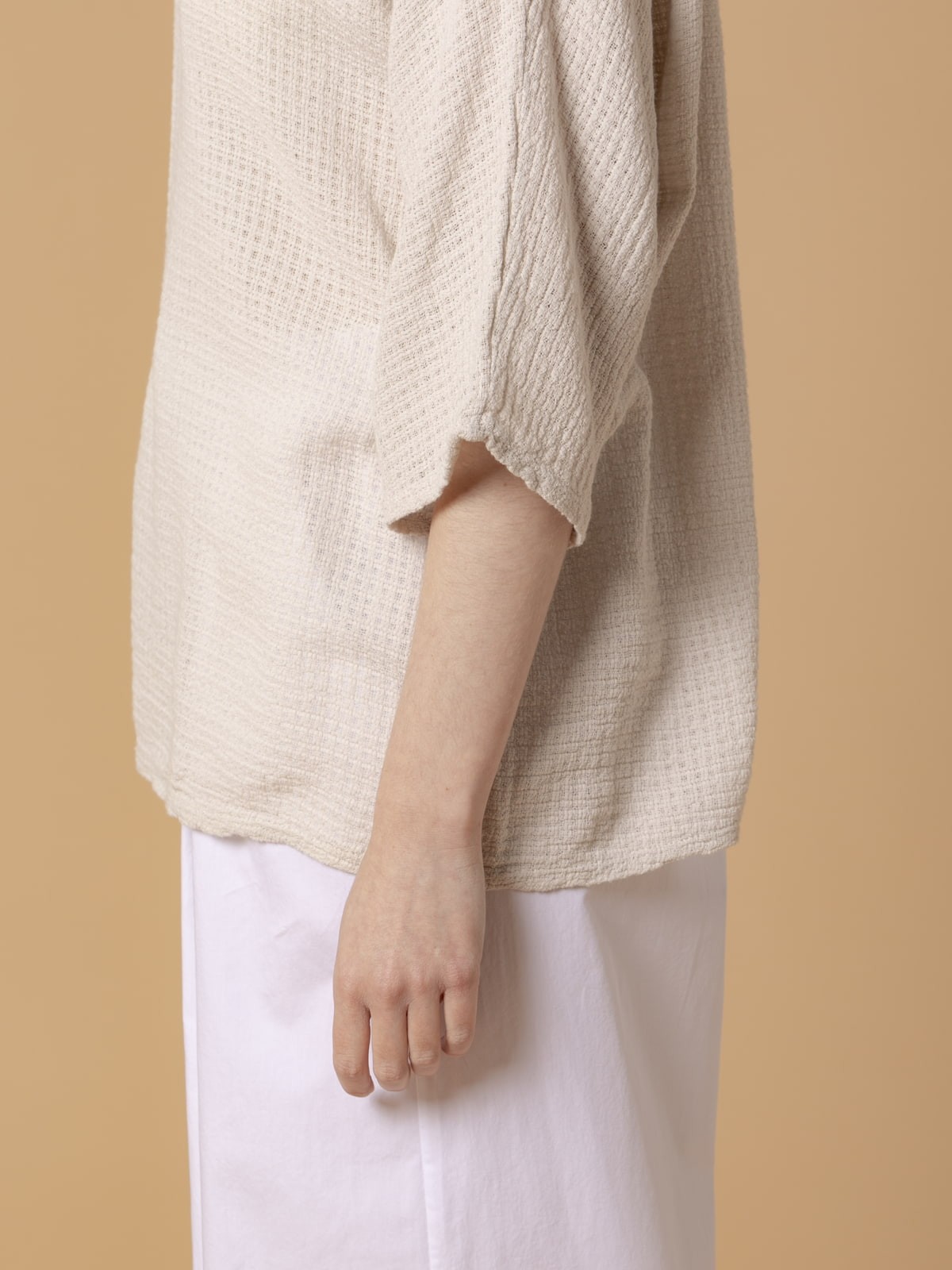 Woman 100% trendy cotton blouse Beige