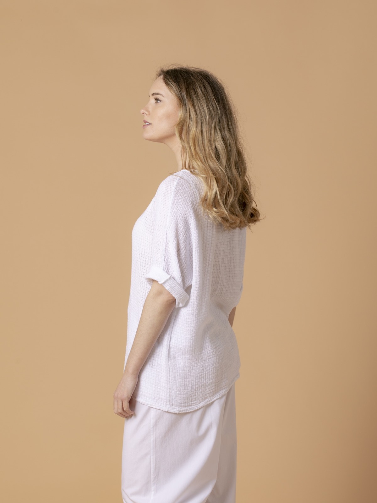 Woman 100% trendy cotton blouse White