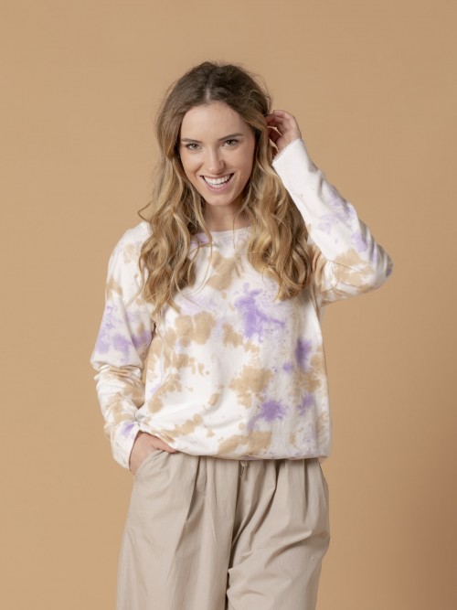 Woman Tie-dye fleece sweatshirt Lila
