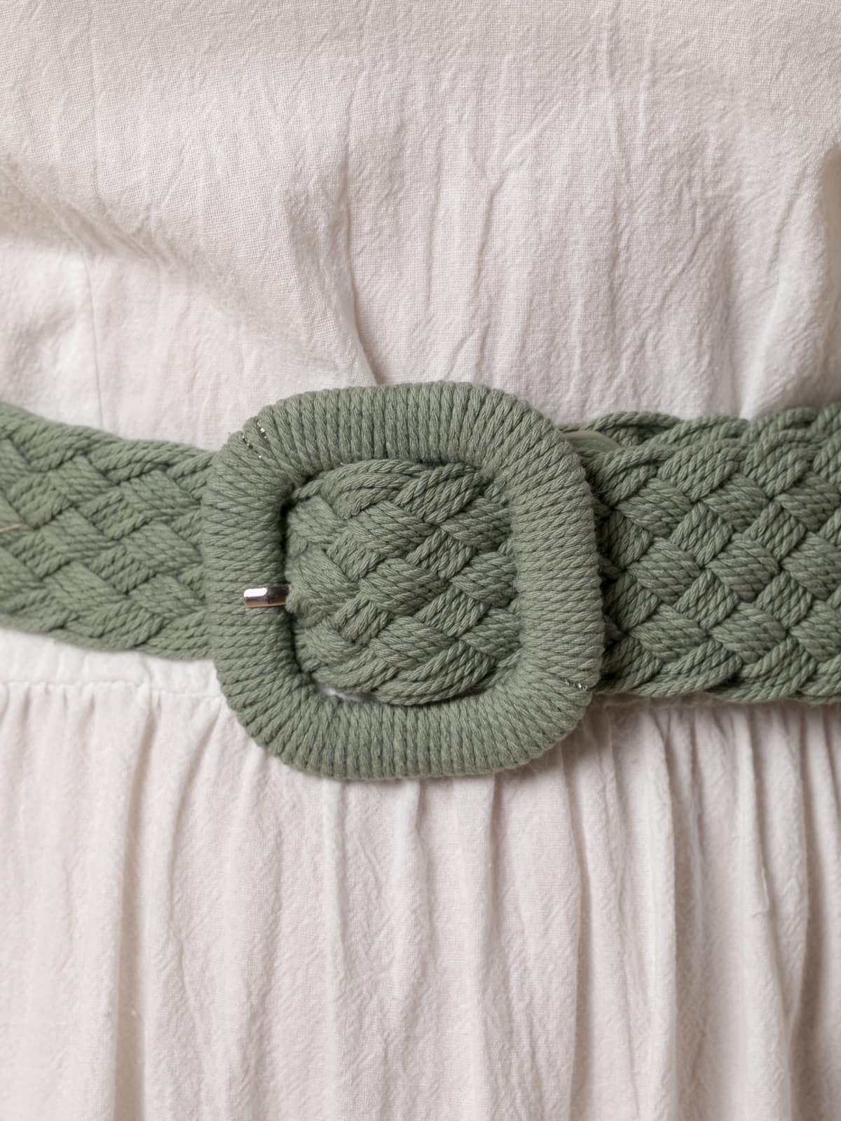 Woman Raffia elastic belt Green