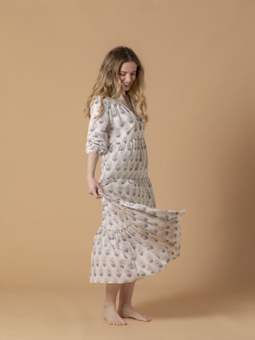 Woman Printed dress with lining White