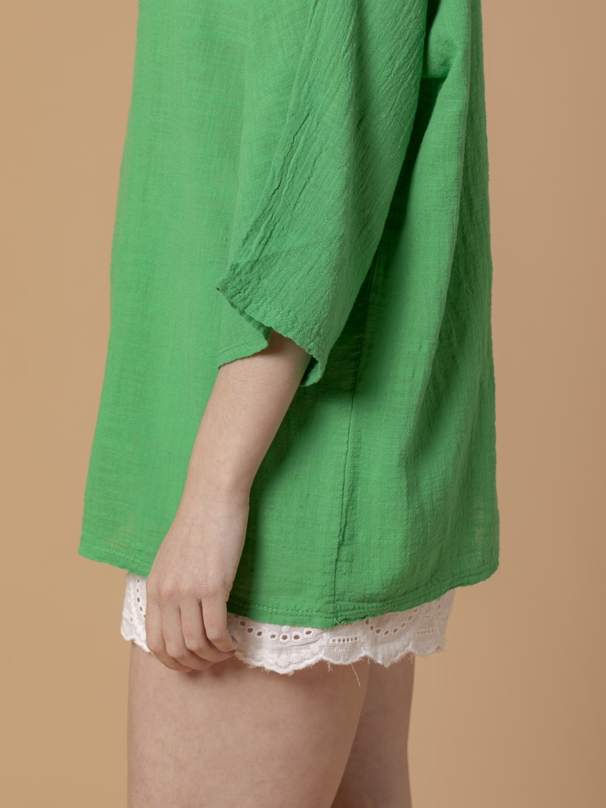 Woman Fresh rustic cotton blouse Green