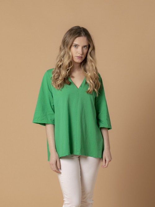 Woman Flared elbow sleeve T-shirt Green Gucci