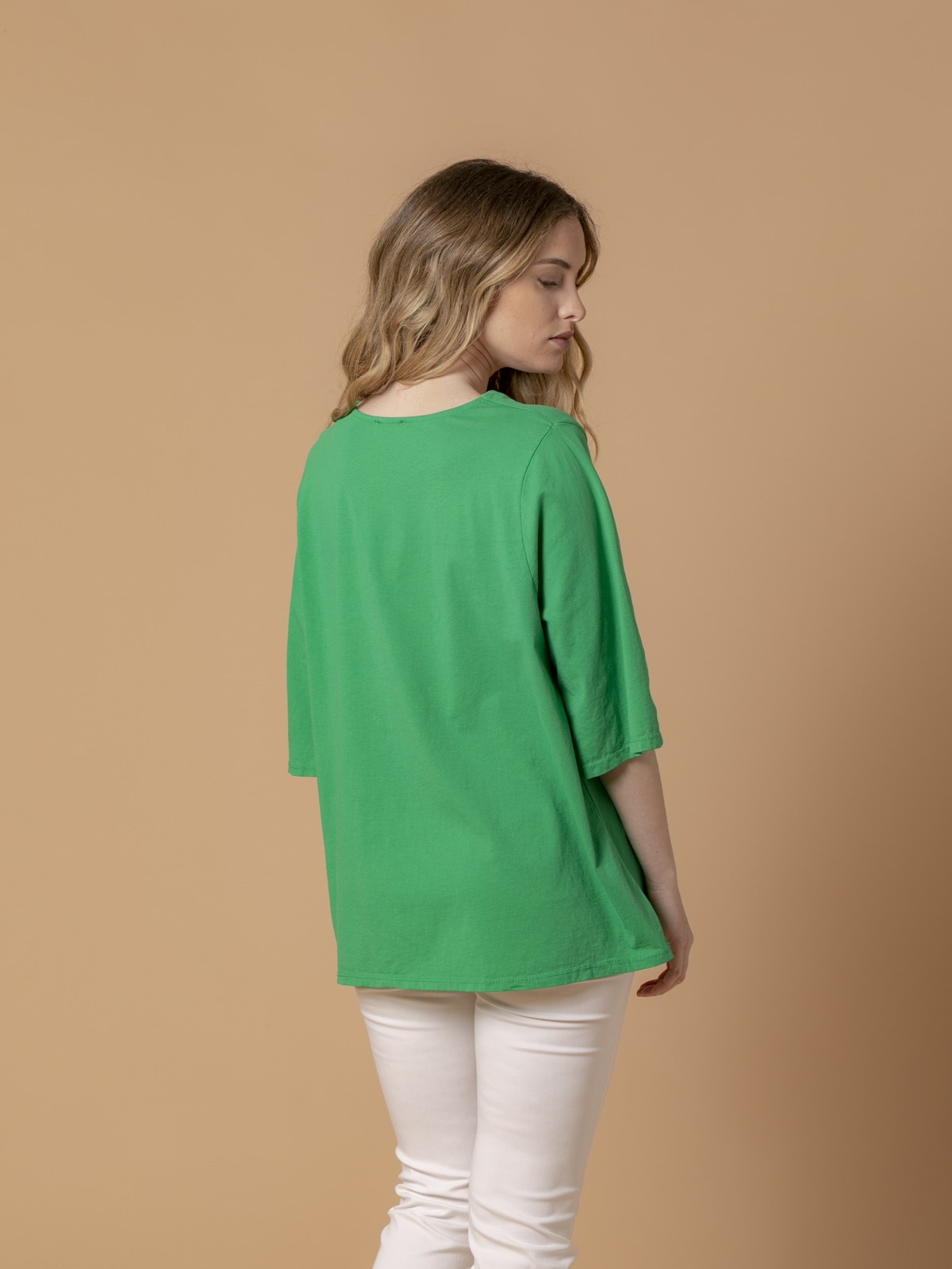 Woman Flared elbow sleeve T-shirt Green Gucci
