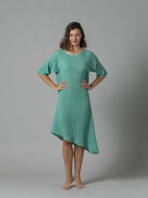 Woman plain asymmetrical dress Green