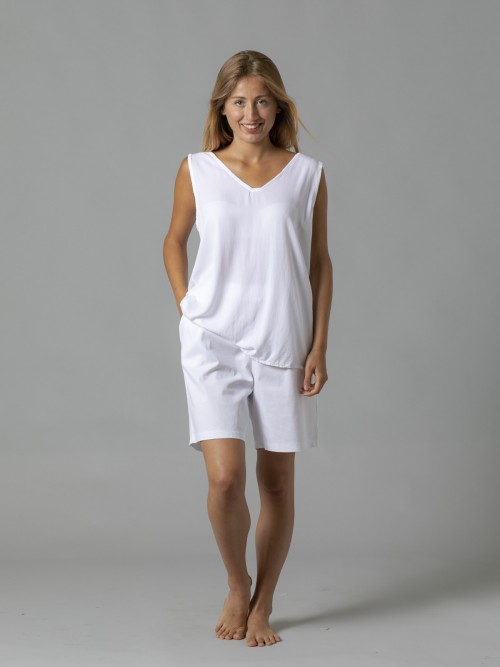 Woman Wide-strap flowy blouse White