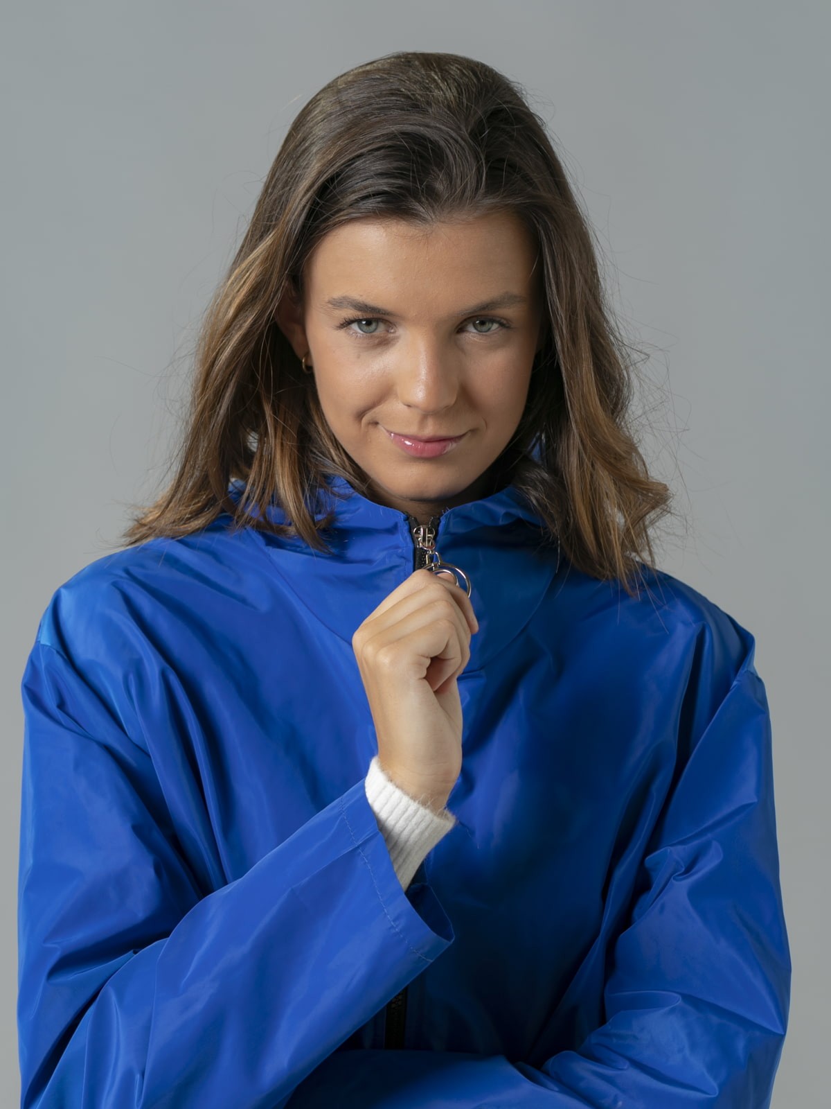 Woman Evasé design technical fabric parka Blue