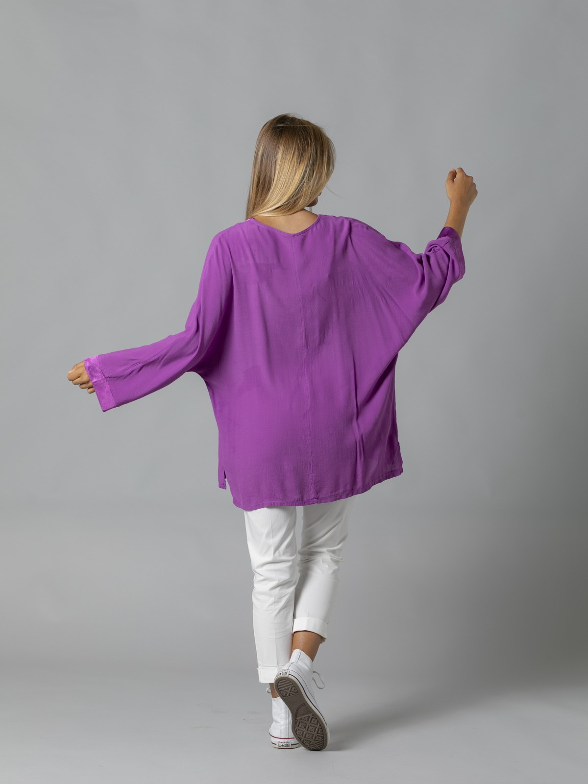 Woman Oversize blouse with satin details Mallow
