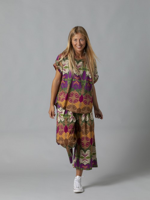 Woman Printed cotton shirt Mallow
