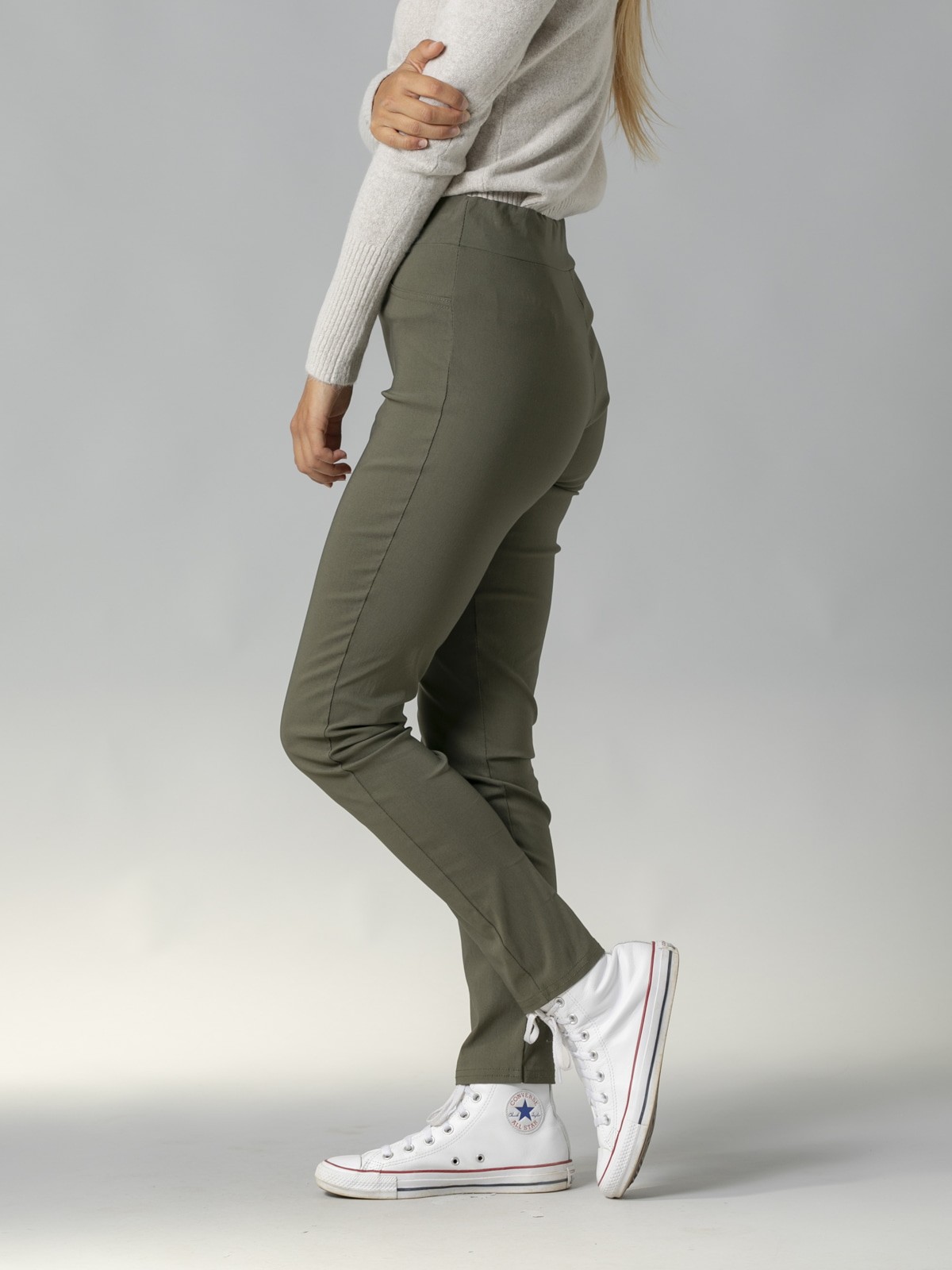 Woman Elasticated waist skinny pants Khaki
