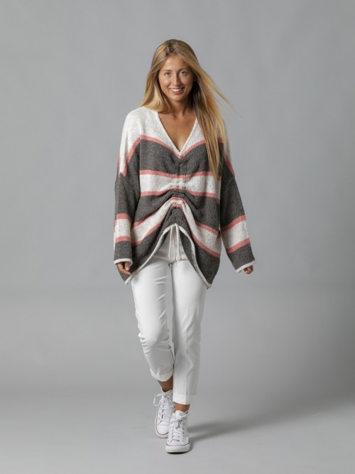 Woman Oversized adjustable sweater Marrón