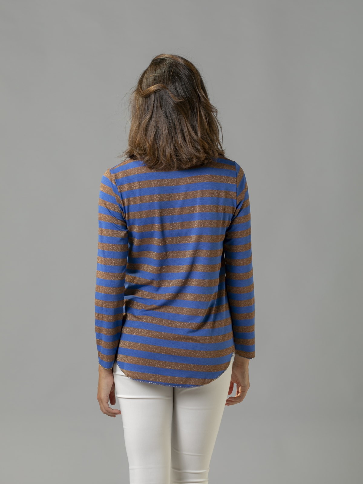 Woman glitter striped t-shirt Blue