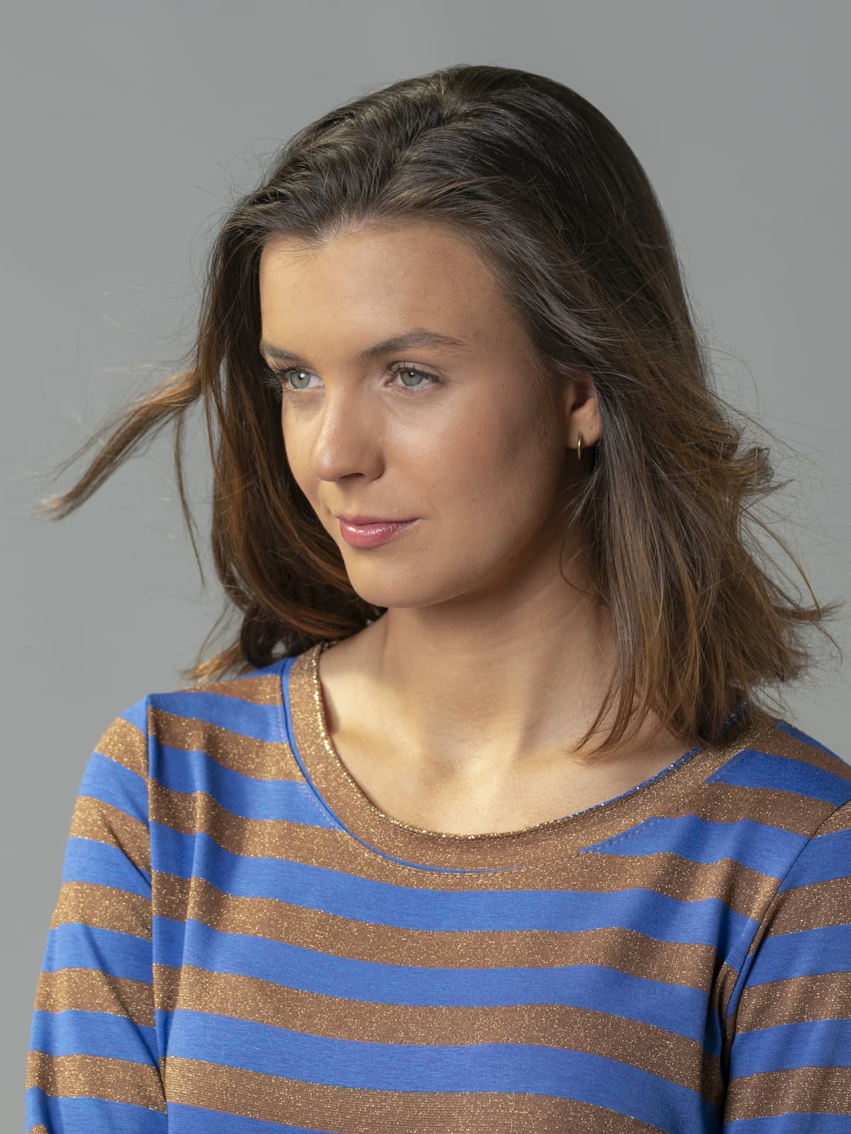 Woman glitter striped t-shirt Blue