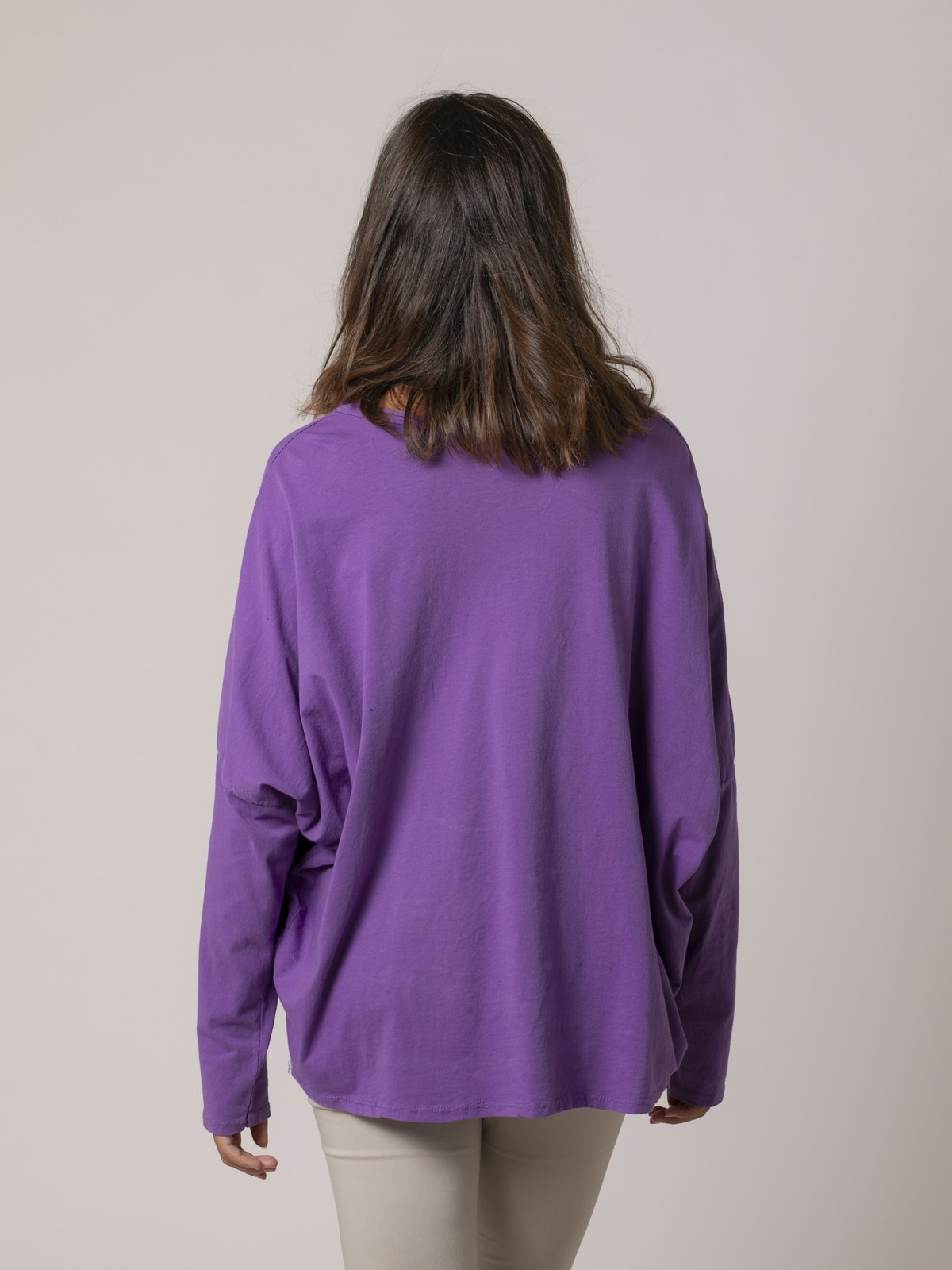Woman Oversized sport cotton T-shirt Violet
