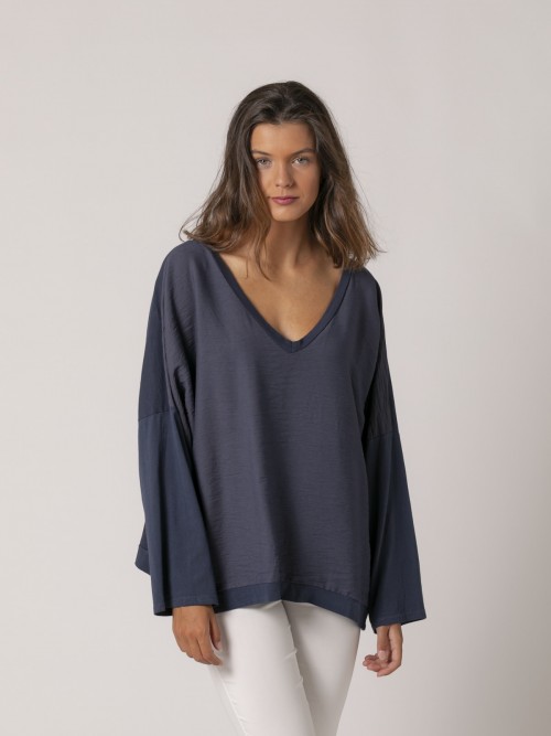 Camiseta oversize tejido rústico Azul Marino