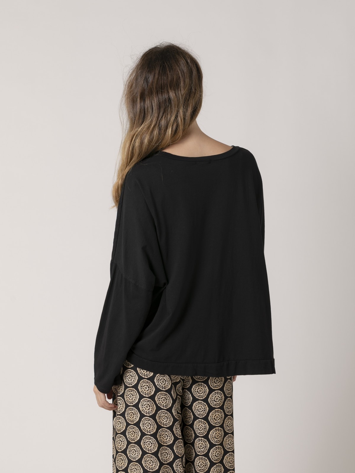 Woman Rustic fabric oversize t-shirt Black