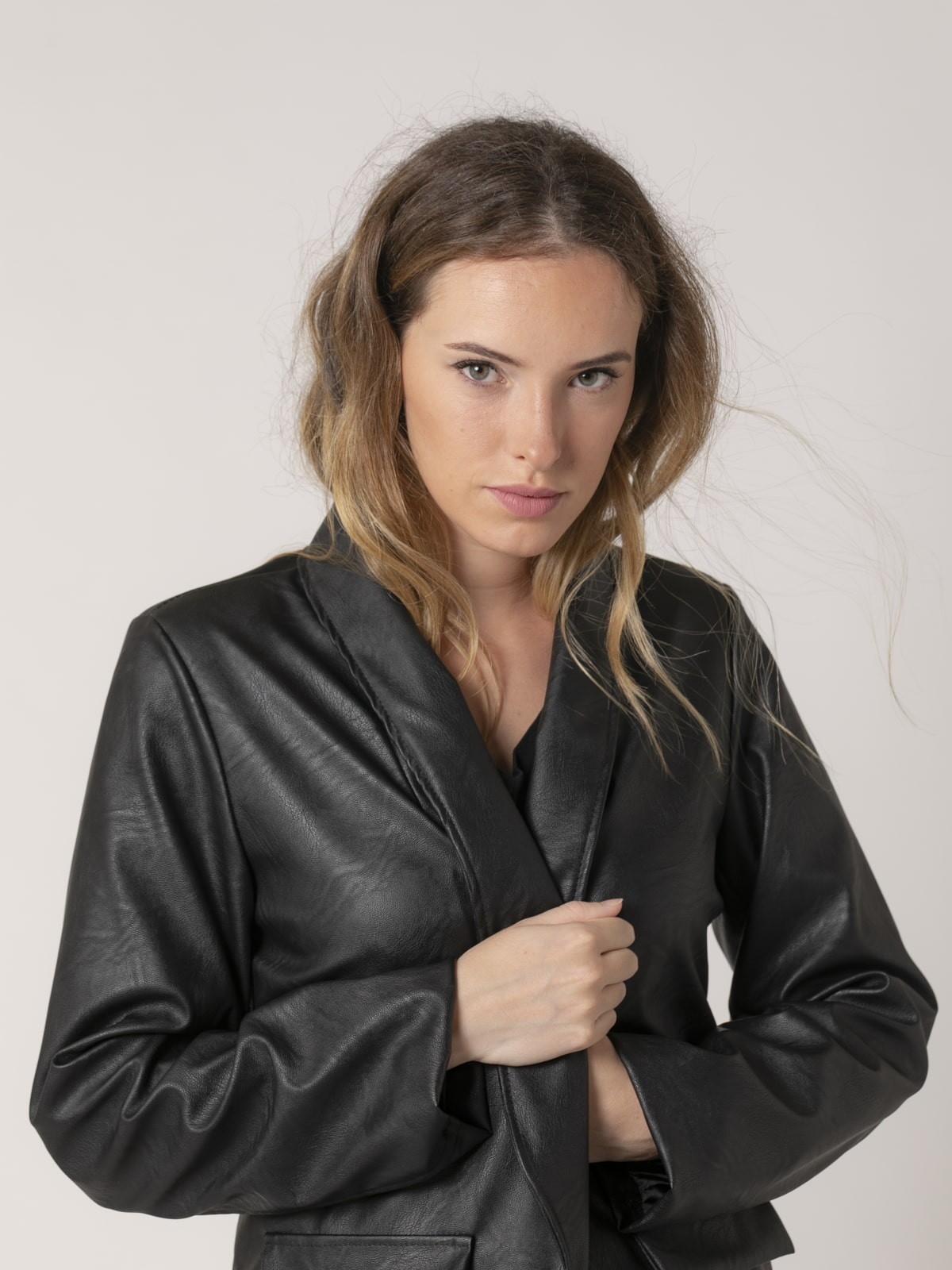 Woman Eco-leather blazer Black